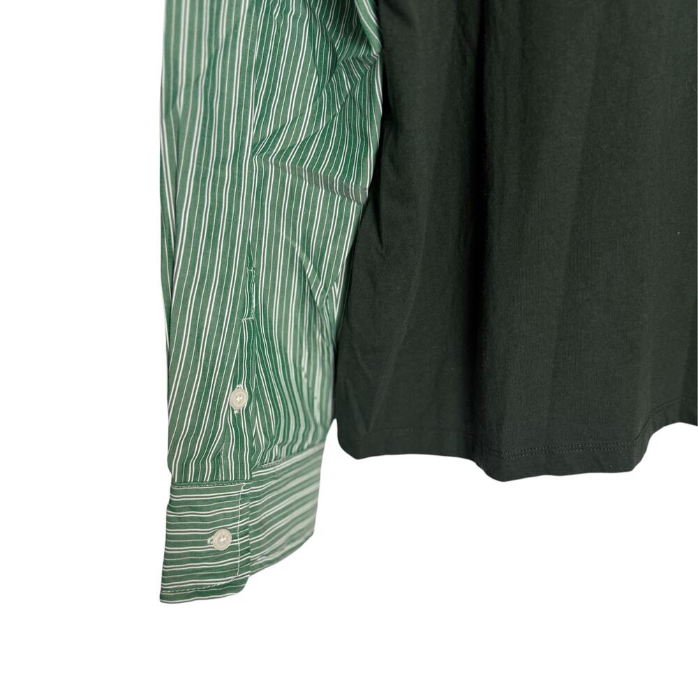 Lioness Bottega Green Layered Mix Media Crewneck Tee Striped Long Sleeve Shirt S - Picture 10 of 10